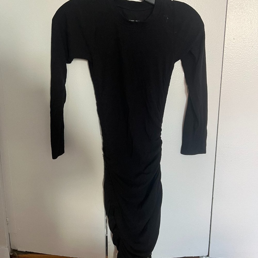 Black mini side tie dress